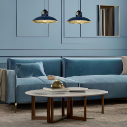 Lámpara colgante FELIX AZUL MARINO/DORADO 2xE27