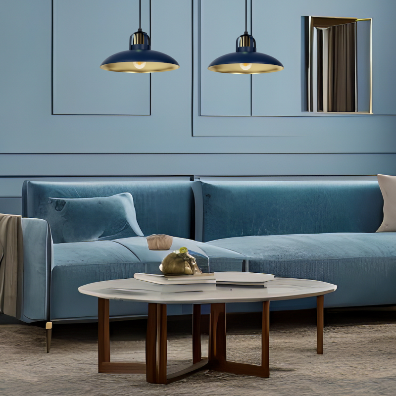 Lámpara colgante FELIX AZUL MARINO/DORADO 2xE27