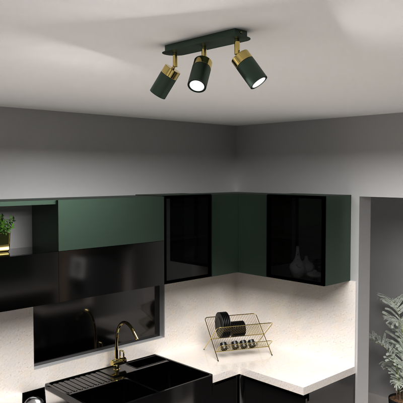 JOKER GREEN/GOLD Ceiling Lamp 3xGU10