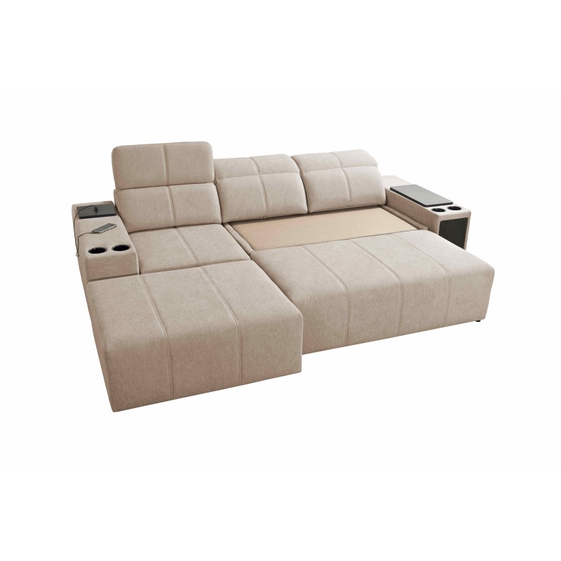 Milano I Corner Sofa with Sleeping Function in Weave Fabric, Verita 39 – Elegance and Functionality in One
