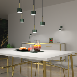Pendant lamp ARENA GREEN/GOLD 5xGX53