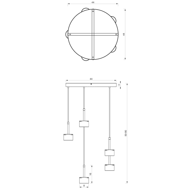 Pendant lamp ARENA GREEN/GOLD 5xGX53