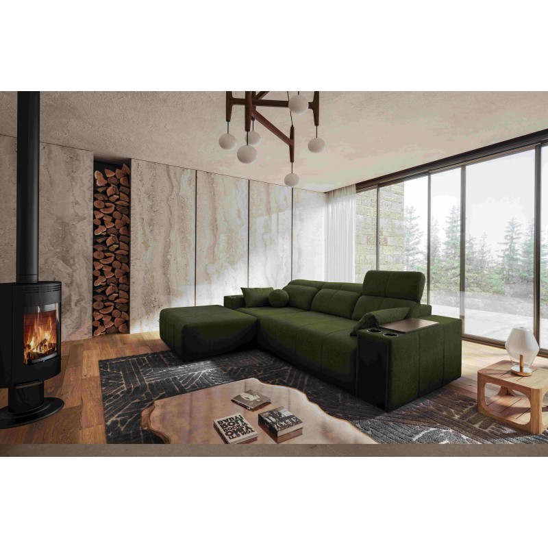 Milano I Corner Sofa with Sleeping Function in Weave Fabric, Verita 39 – Elegance and Functionality in One
