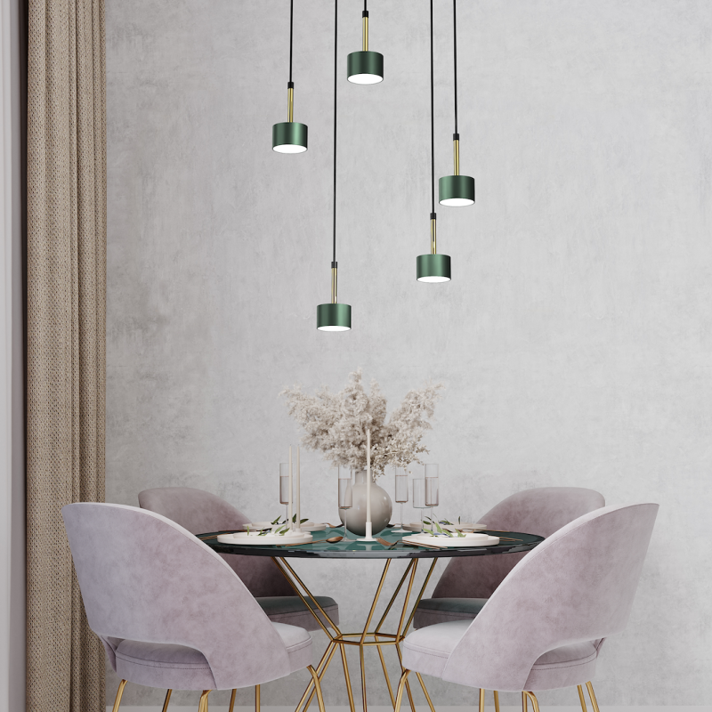 Pendant lamp ARENA GREEN/GOLD 5xGX53