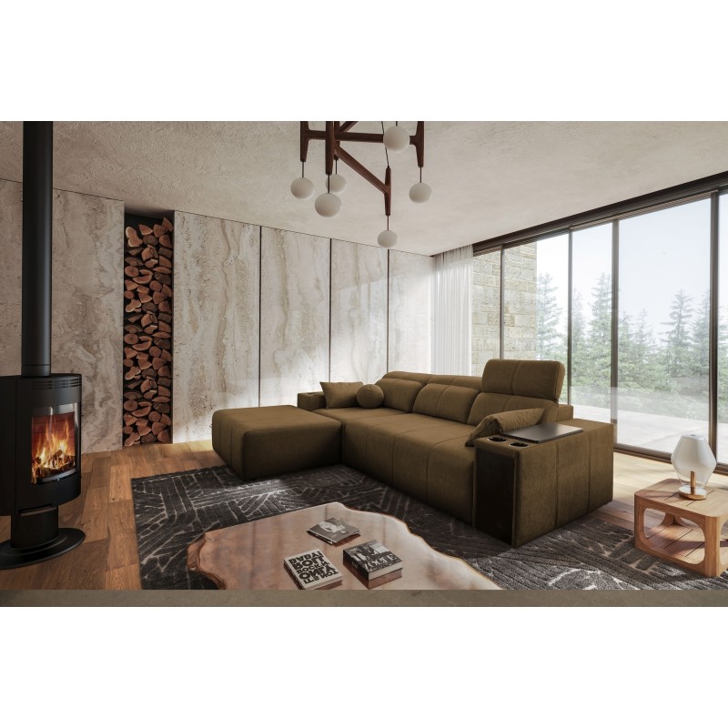 Milano I corner sofa with a sleeping function in Plecionka fabric, Verita 28 – elegance and functionality in one