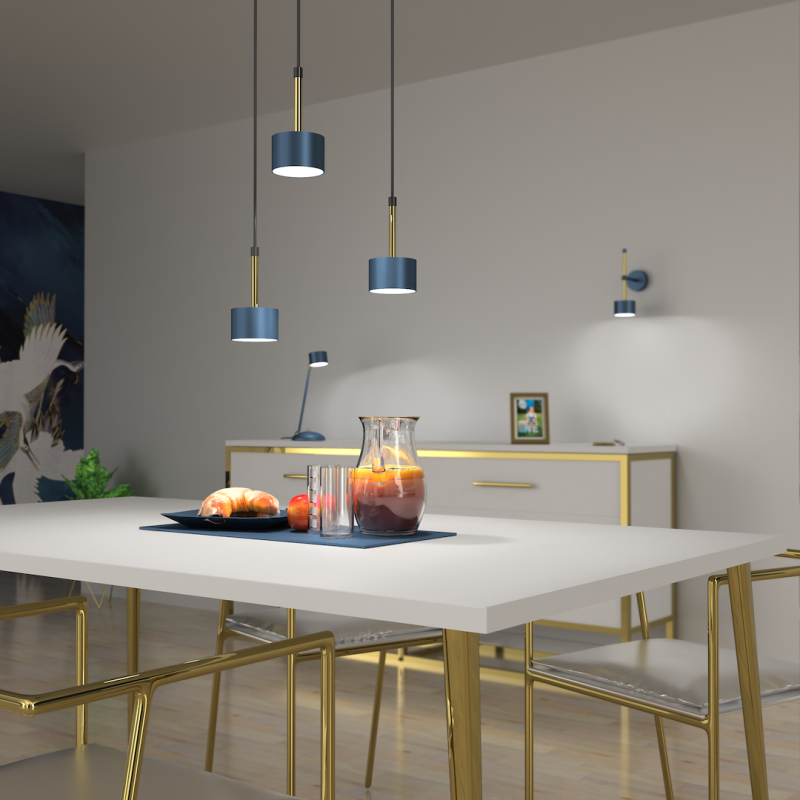 ARENA BLUE/GOLD Pendant Lamp 3xGX53