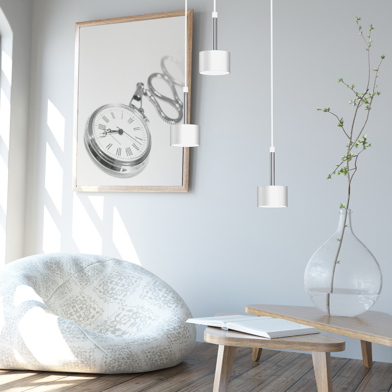 ARENA WHITE/SILVER Hanging Lamp 3xGX53