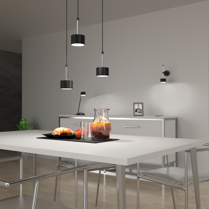 ARENA BLACK/SILVER Pendant Lamp 3xGX53