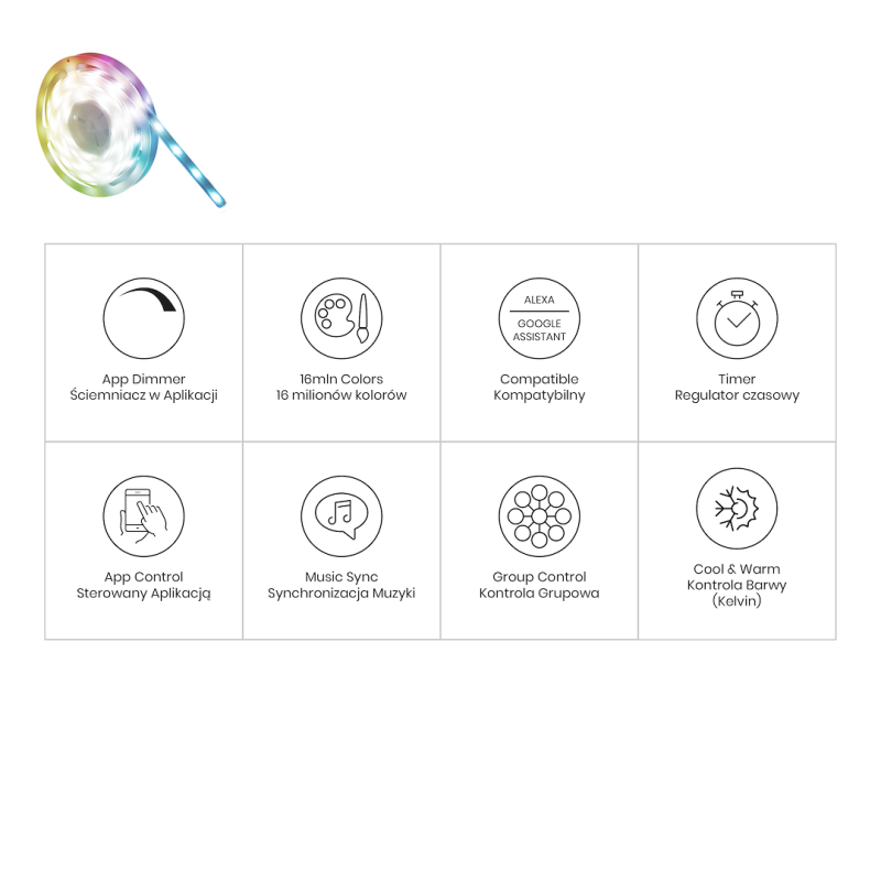 LED RGB Wi-Fi 5m Smart Tuya IP65 Set + CCT + Dim 12V