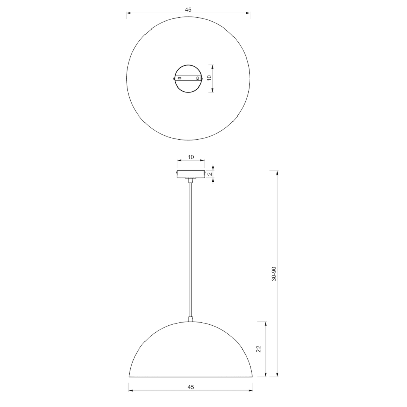 Hanging lamp BETA BLACK/GOLD 1xE27 45cm
