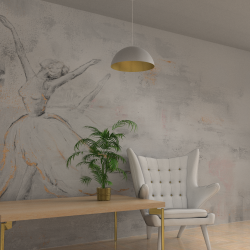 Hanging lamp Beta 1xE27 45cm White/Gold