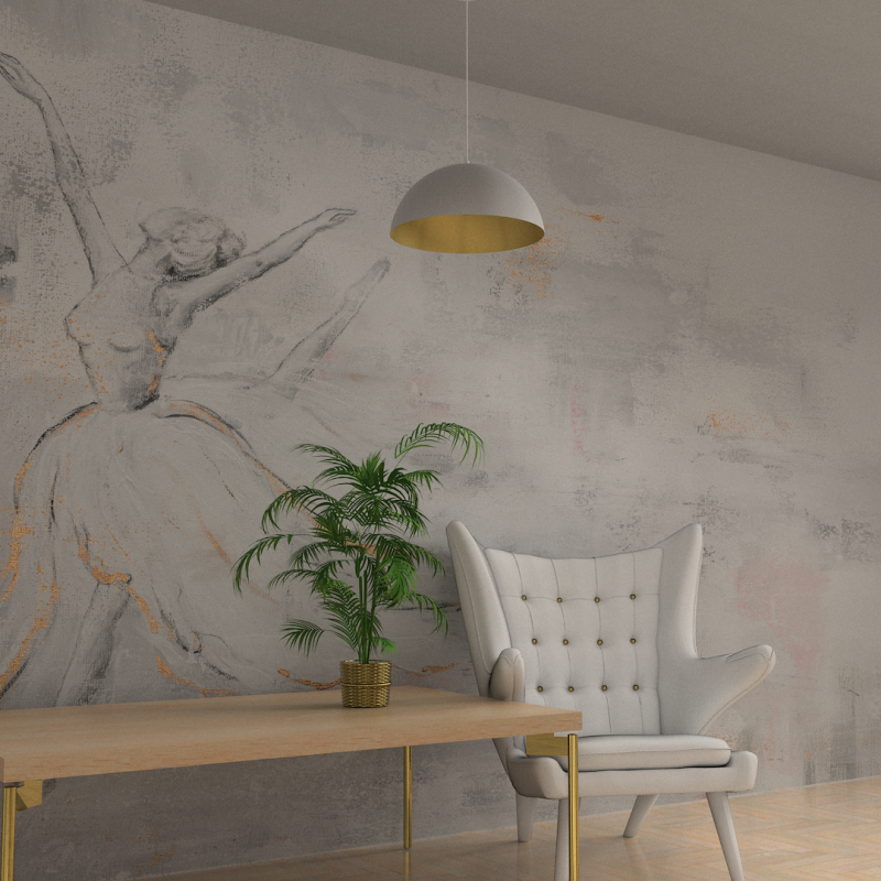 Hanging lamp Beta 1xE27 45cm White/Gold