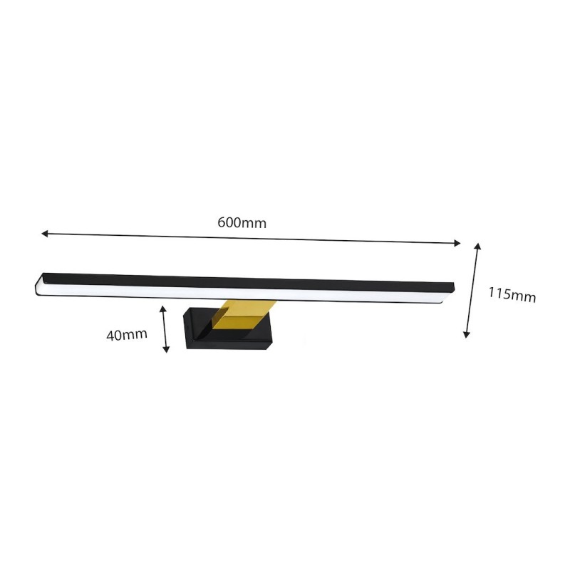 Wandleuchte SHINE SCHWARZ/GOLD 60cm 13,8W LED