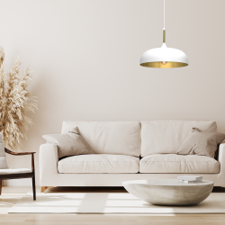 Lámpara colgante Lincoln 1xE27 35cm Blanco/Dorado