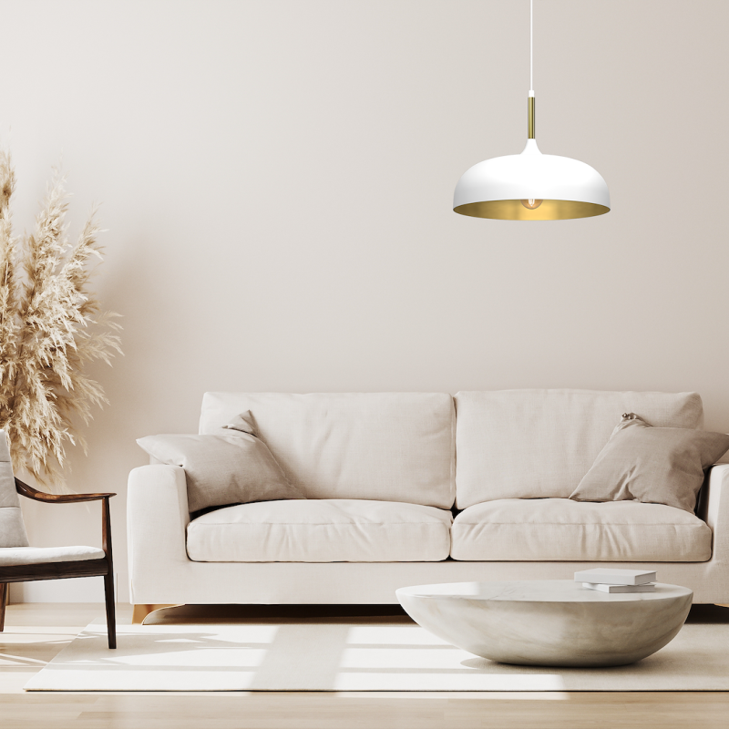 Lampa wisząca Lincoln 1xE27 35cm Biały/Złoty