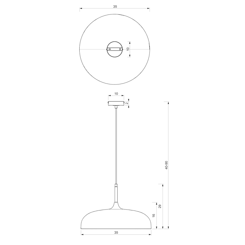 Pendant lamp Lincoln 1xE27 35cm White/Gold