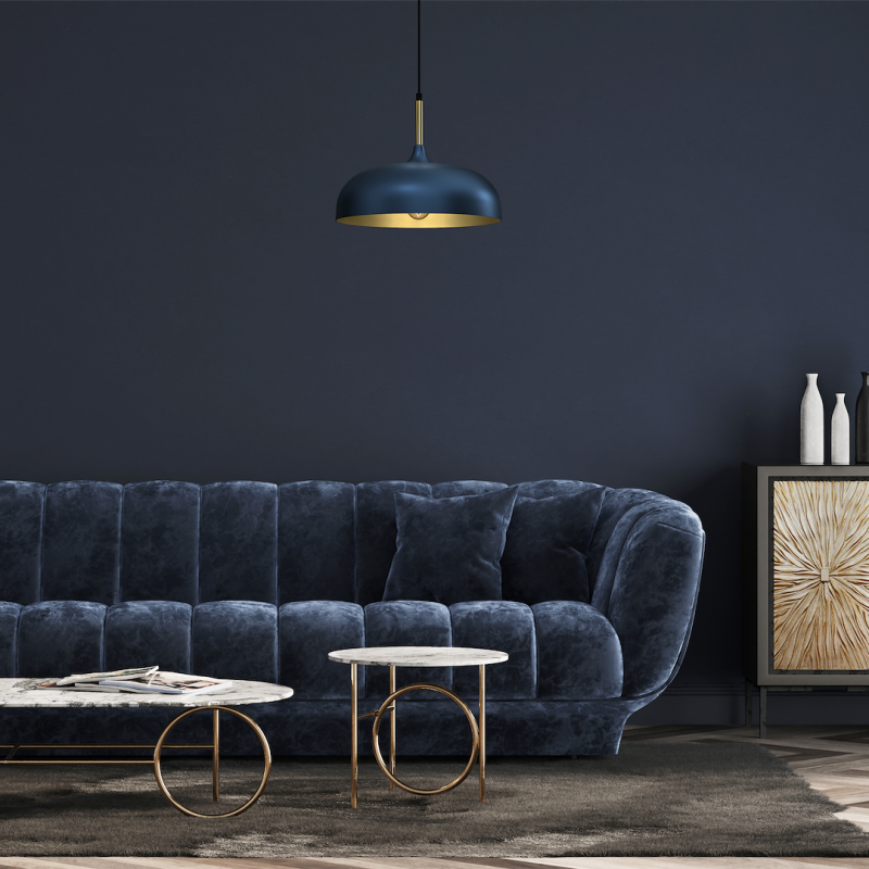 LINCOLN BLUE/GOLD Hanging Lamp 1xE27 35cm