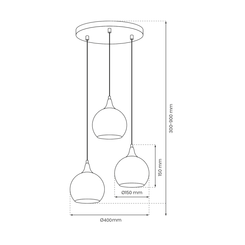 Lampa wisząca MONTE GOLD 3xE27