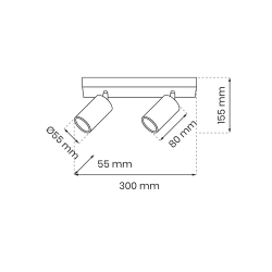 Lampa sufitowa HUDSON BLACK 2xGU10