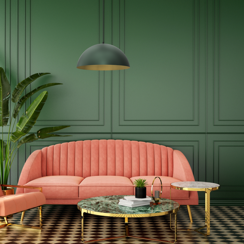 Pendant lamp BETA GREEN/GOLD 1xE27 45cm