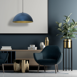 Pendant lamp BETA NAVY BLUE/GOLD 1xE27 45cm