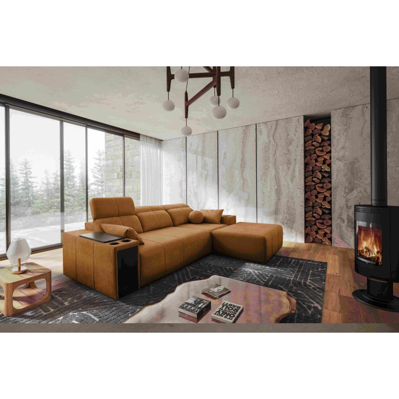 Esquinero Milano I con función de cama en tejido Plecionka, Verita 54: elegancia y funcionalidad en uno.