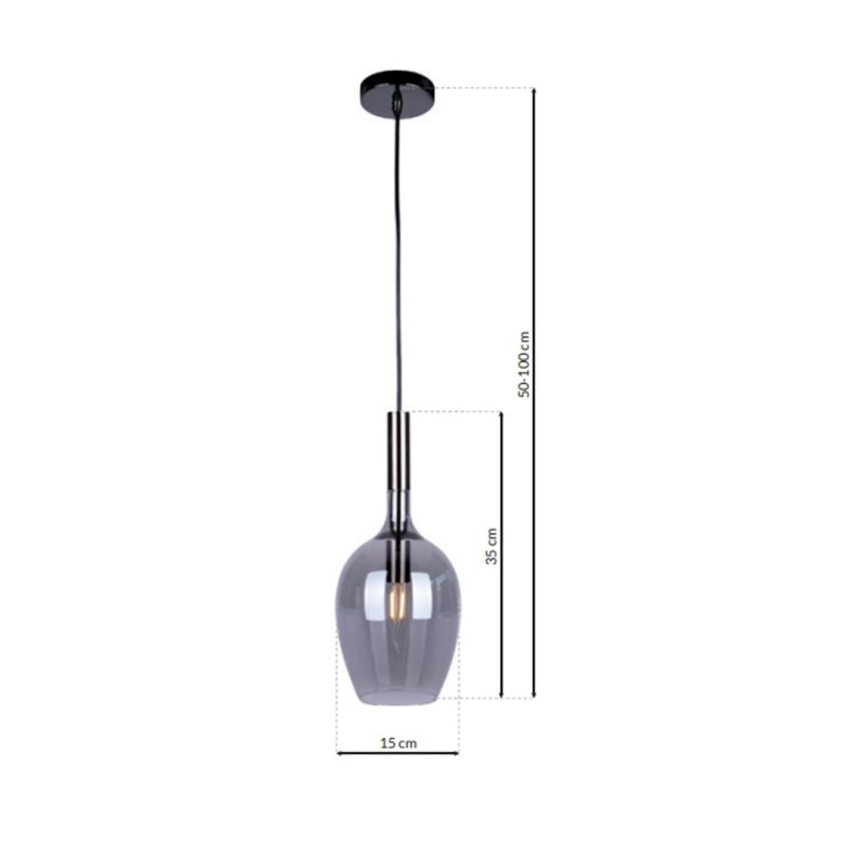 LUGANO SMOKED hanging lamp 1xE14