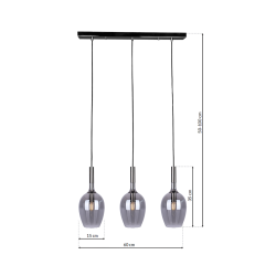LUGANO SMOKED pendant lamp 3xE14