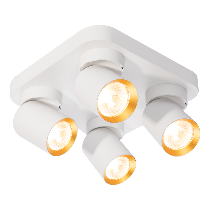 Lámpara de Techo Andy 4xGU10 Cuadrada Blanca + Dorada