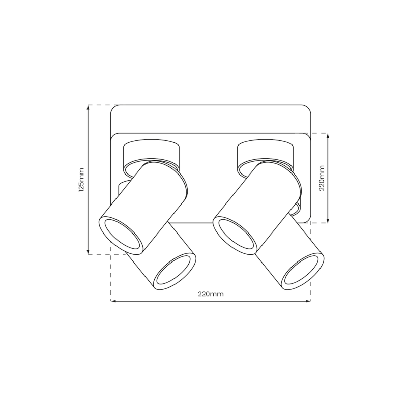 Lampa Sufitowa Andy 4xGU10 Kwadrat Biały + Złoty