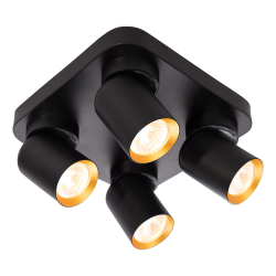 Andy Ceiling Lamp 4xGU10 Square Black + Gold