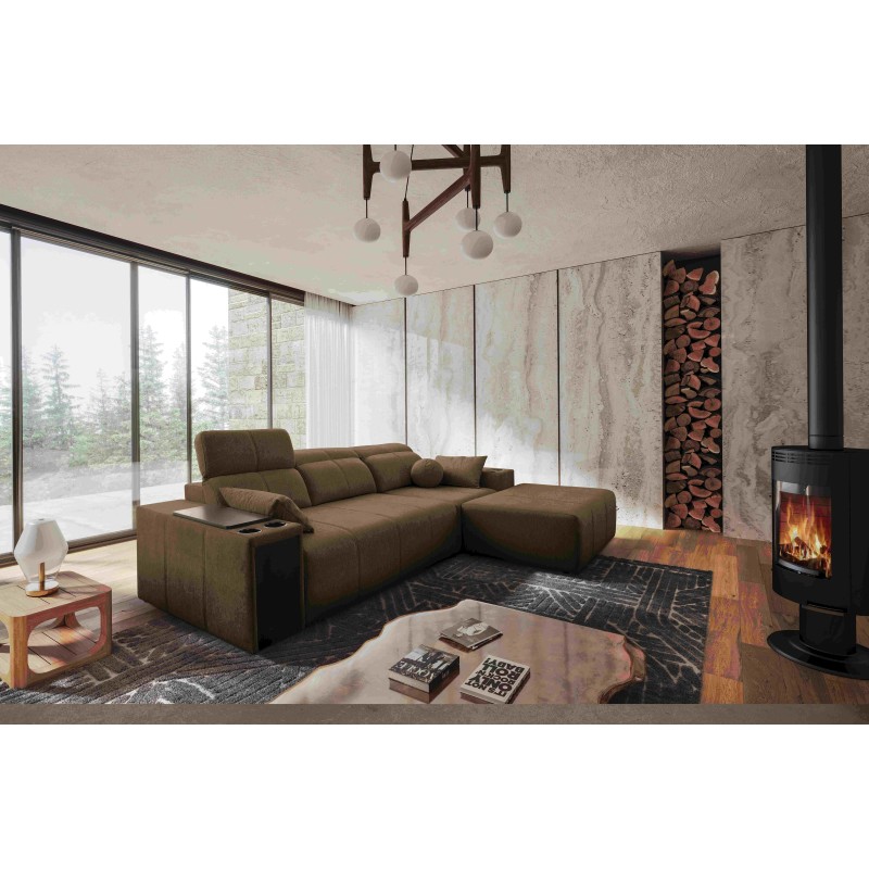 Milano I corner sofa with a sleeping function in Plecionka fabric, Verita 28 – elegance and functionality in one