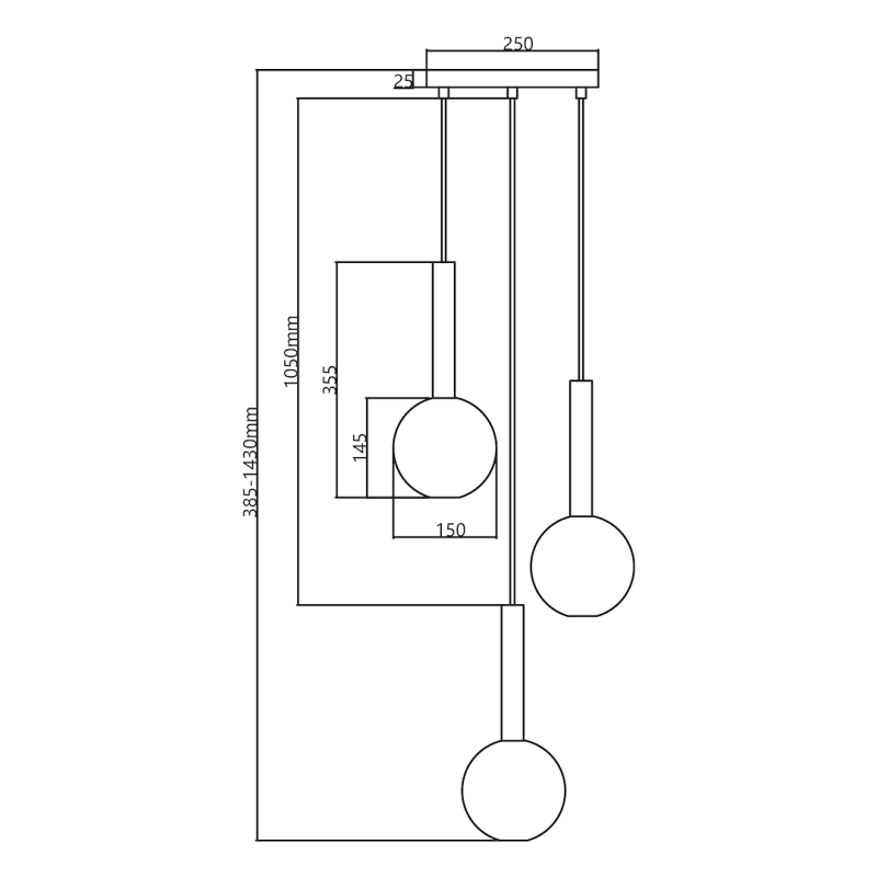 Підвісна лампа NIKO BLACK 3xG9