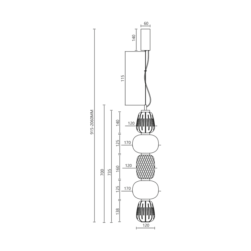 Hängelampe CARO SMOKED 40W LED