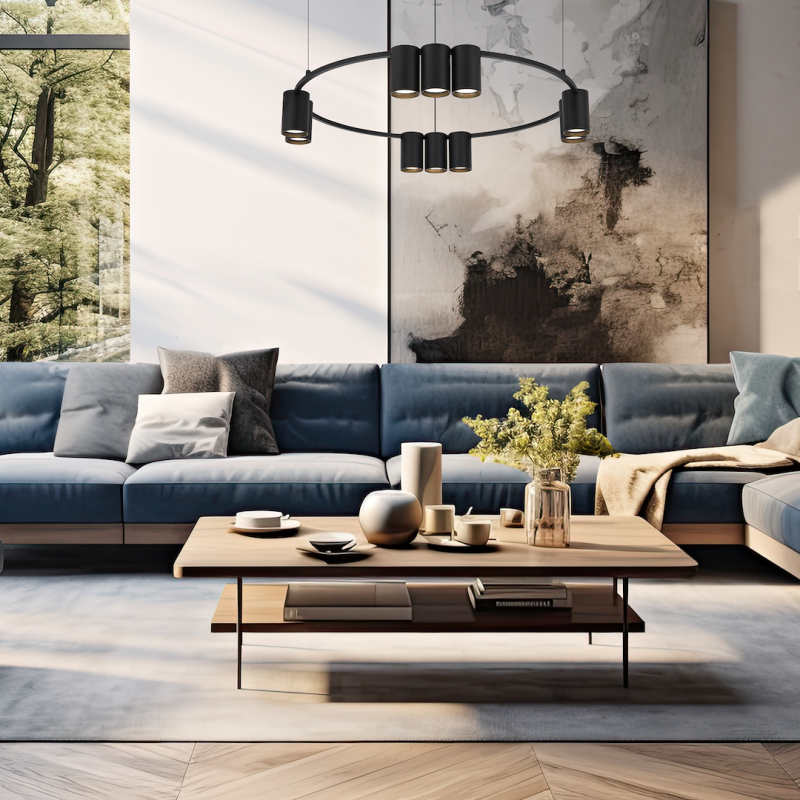 GENESIS BLACK Hanging Lamp (circle) 10xGU10