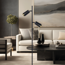 FLOWER BLACK GOLD FLOOR LAMP 2xGU10