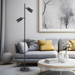 FLOWER BLACK GOLD FLOOR LAMP 2xGU10