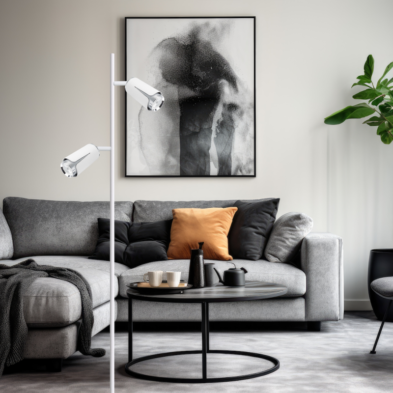 Flower Chrome Lampa Podłogowa 2xGU10 Biały