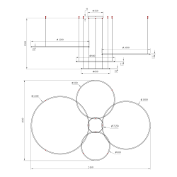 Lámpara colgante Saturno Gold 120W LED