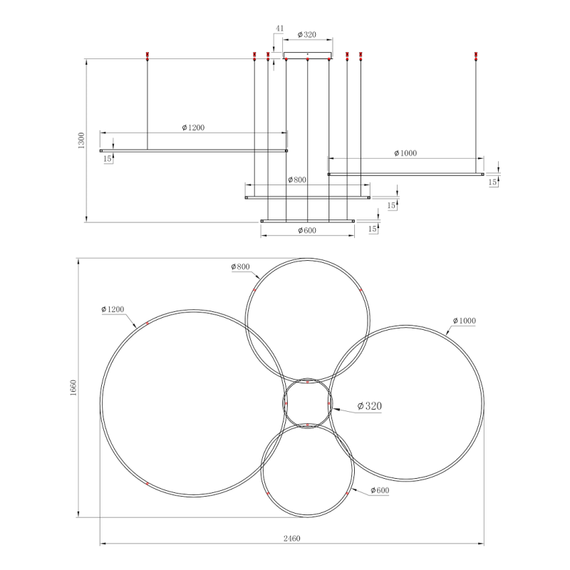 Lámpara colgante Saturno Gold 120W LED