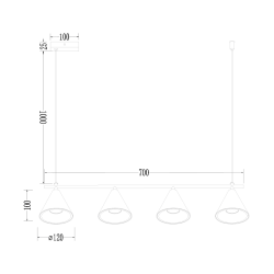 Pendant Lamp Cone Gold 4xGU10