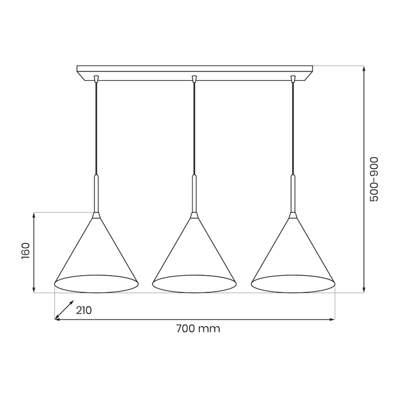 Lampa wisząca PERU BLACK 3xE27