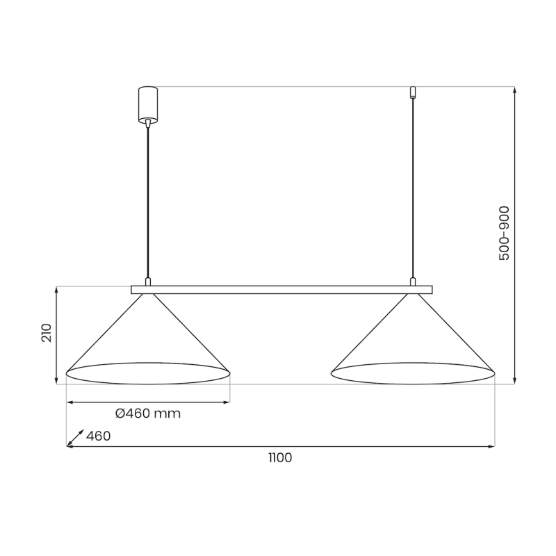 Hanging lamp CAPITAL BLACK-COPPER 2XGX53