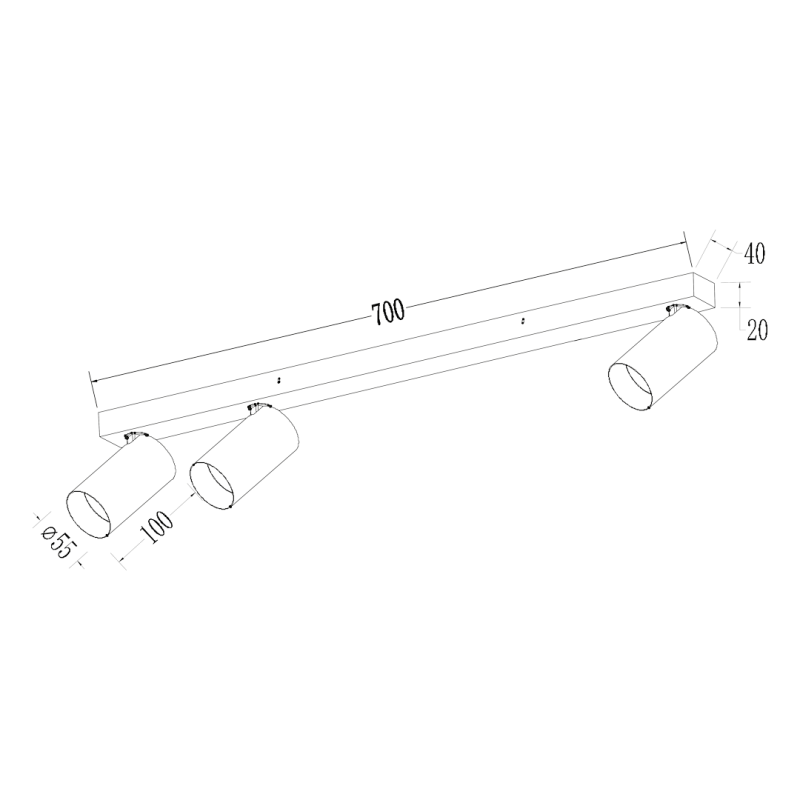 Hero Spot Schwarz 3xGU10 Fassung
