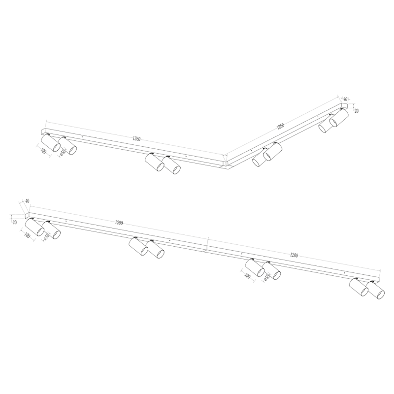 Hero Spot White Fixture 8xGU10