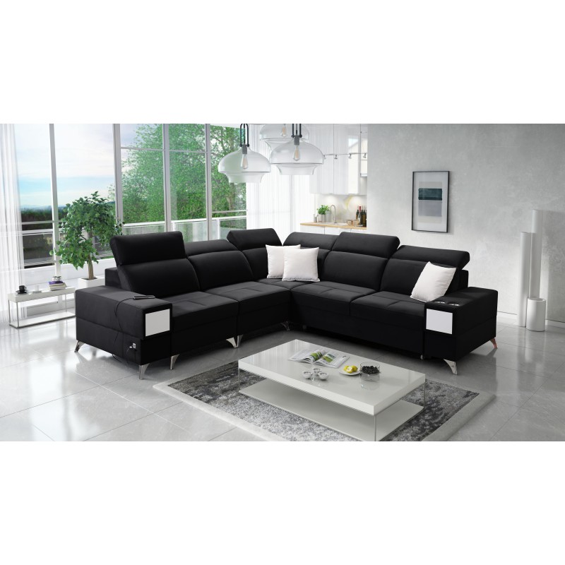 Corner Sofa Porto III with Sleeping Function and USB Port - Elegance Meets Functionality | [Your Company Name]