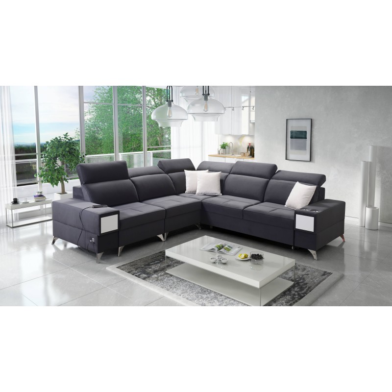 Corner Sofa Porto III with Sleeping Function and USB Port - Elegance Meets Functionality | [Your Company Name]
