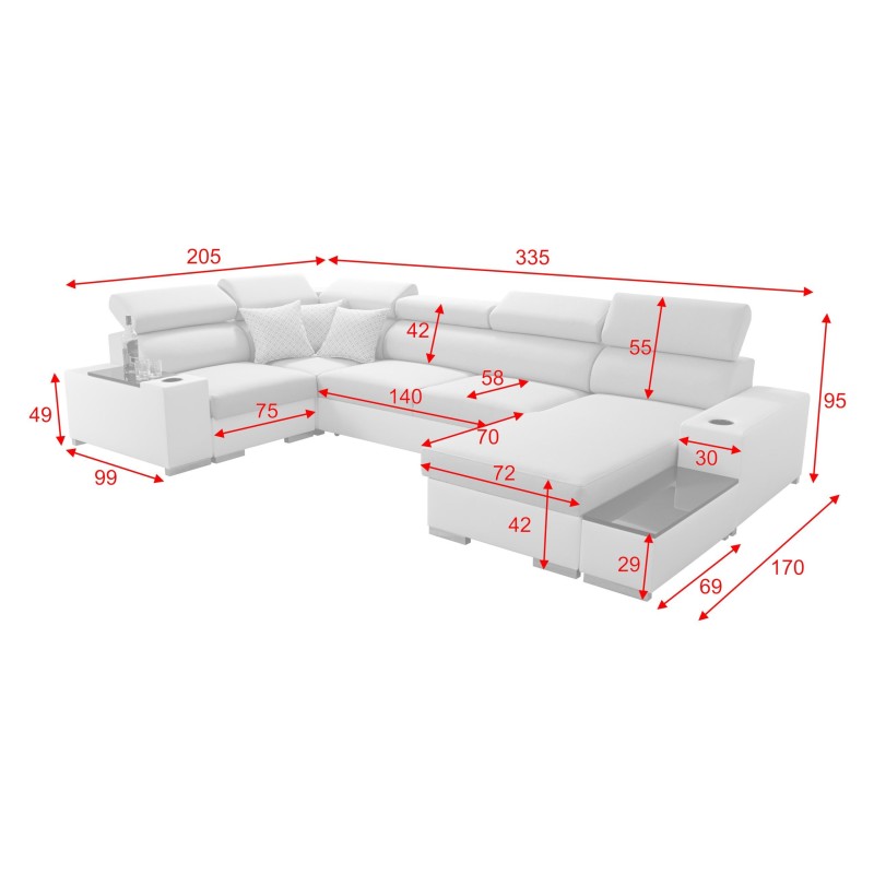 Esquinero Napoli IV Mini con función de cama: la elegancia se encuentra con el confort