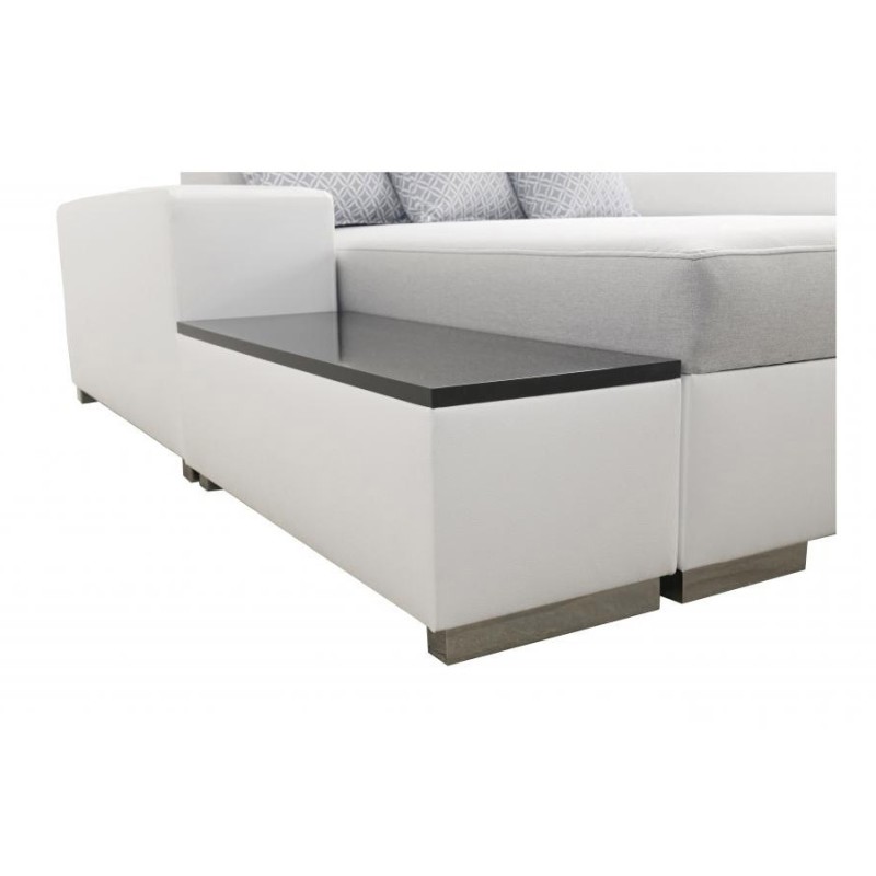 U-shaped corner sofa Napoli VI with sleeping function and bar - Woven, Sawana 14 + Eco-leather + Eco-leather