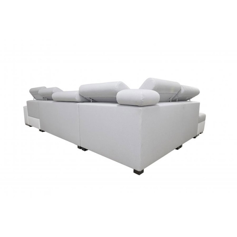 Napoli VI U-shaped sectional sofa with a sleeping function and bar - Woven Fabric, Sawana 72 + Eco-leather + Eco-leather